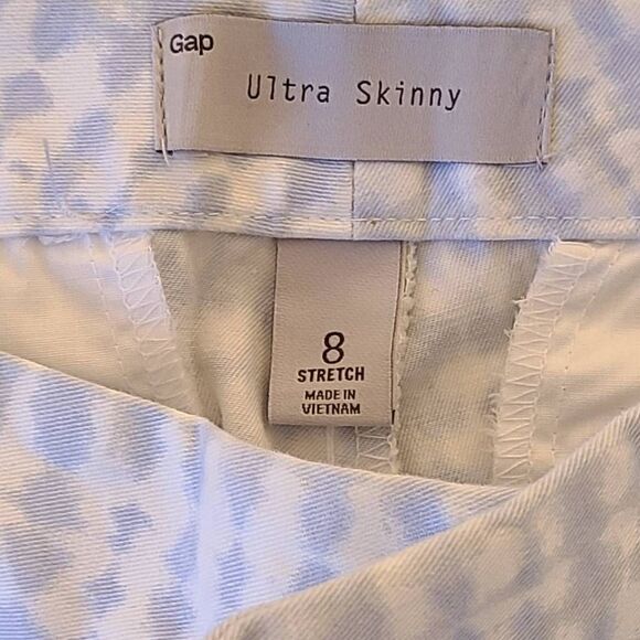 GAP Ultra Skinny Womens Blue White Print Stretch Ankle Pants Size 8 - Picture 6 of 14